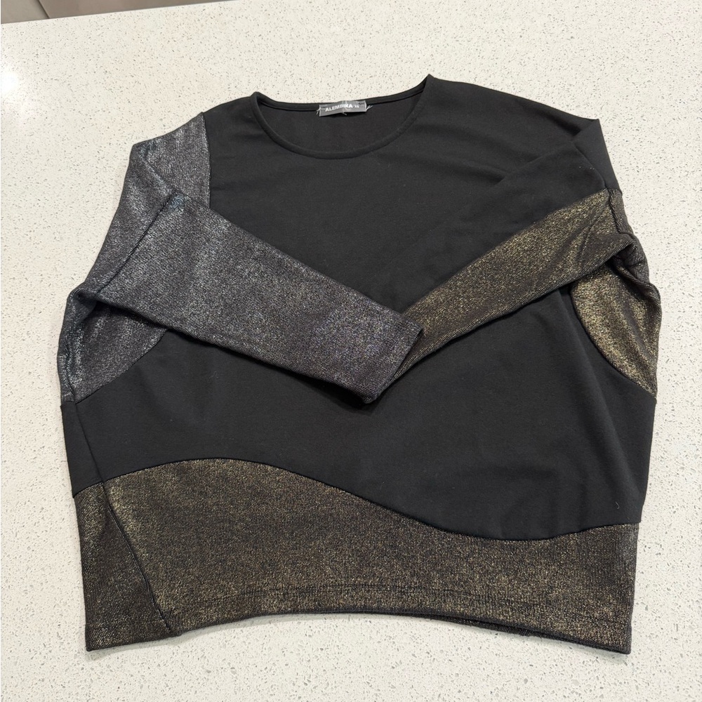 Alembika Black Top with Metallic Bronze Trim - Picture 13 of 16